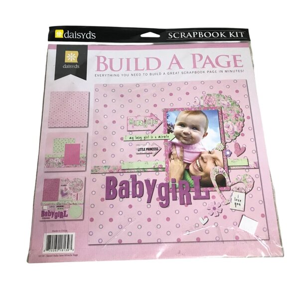 DaisyDs Baby Girl Scrapbook Kit Build A Page Set Pink - Picture 1 of 6